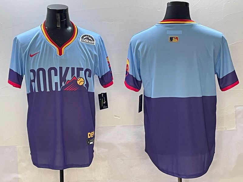 Men Colorado Rockies Blank Purple blue Joint Name 2025 Nike MLB Jersey style 2->colorado rockies->MLB Jersey
